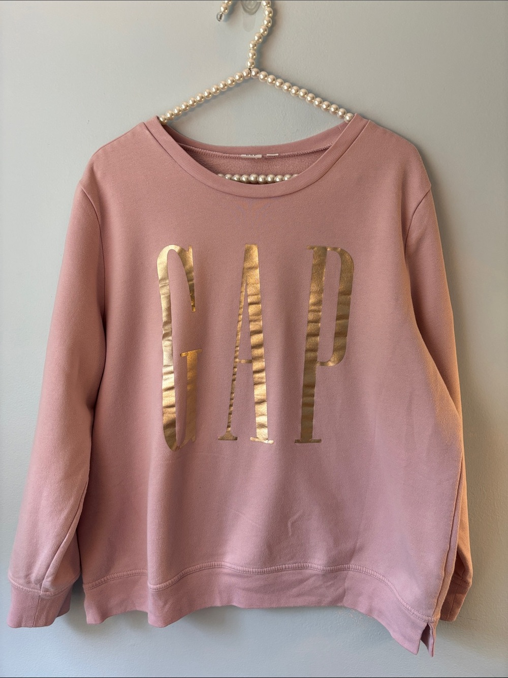 GAP Dusty Rose Sweatshirt with Gold Logo